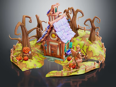 Modern Cartoon Building Forest Cottage Dream Cottage 3d model