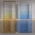 Modern Glass Partition With Glass Block And Yellow Blue Gradient Design For Interior Decoration