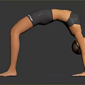 Woman Doing Yoga Bridge Pose In Grey Sportswear With Hands And Feet On Floor