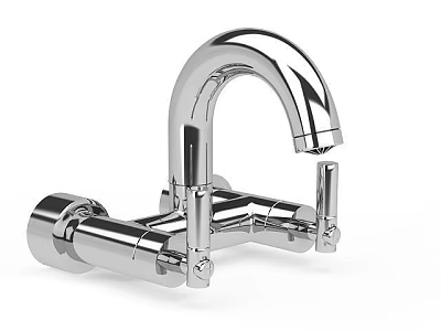 Sleek Chrome Two Handle Faucet With Modern Design And Polished Finish 3d model