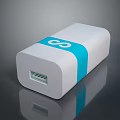 White Laptop Power Adapter with Blue Band and Infinity Symbol USB Port