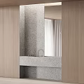 Modern Terrazzo Washbasin Vanity With Large Mirror Brass Faucet And Wall Lights