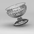 Technology Exhibition Hall Displaying Crystal Bowl With Intricate Diamond Cut And Radial Base Design