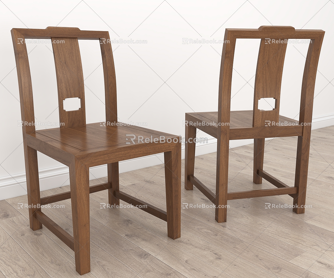 Solid Wood Chair New Chinese Style Backrest Dining Chair Book Chair Office Chair Simple Elm Restaurant Furniture Five Flavor Dining Chair 3d model