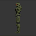 Futuristic Green Armored Sci Fi Character With Helmet And Tactical Armor Details