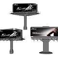 Outdoor Sport Advertisement Billboards With Athletic Running Images And Metal Structures