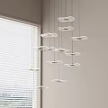 Minimalist Modern Cloud Shaped Pendant Lights Hanging In Bright Room With Window Blinds