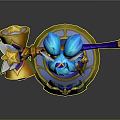 Poppy The Champion Chibi Game Character With Blue Hair White Ears Hammer And Shield