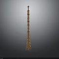 Eiffel Tower Model Detailed Metal Structure With Reflective Base And Decorative Design