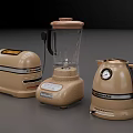 Vintage Kitchen Appliances Collection Featuring Blender Toaster Coffee Maker And Processor 3d model