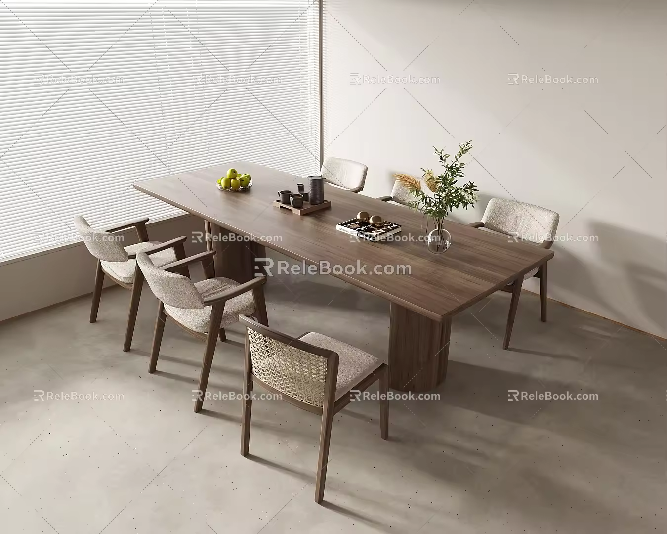 Wind dining table and chair combination 3d model