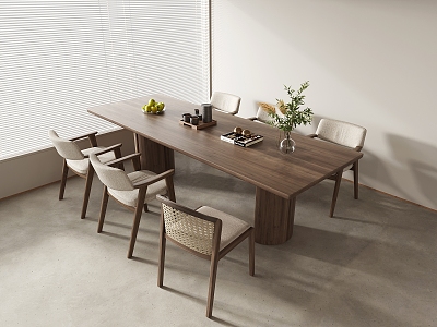 Wind dining table and chair combination model