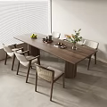 Wind dining table and chair combination 3d model