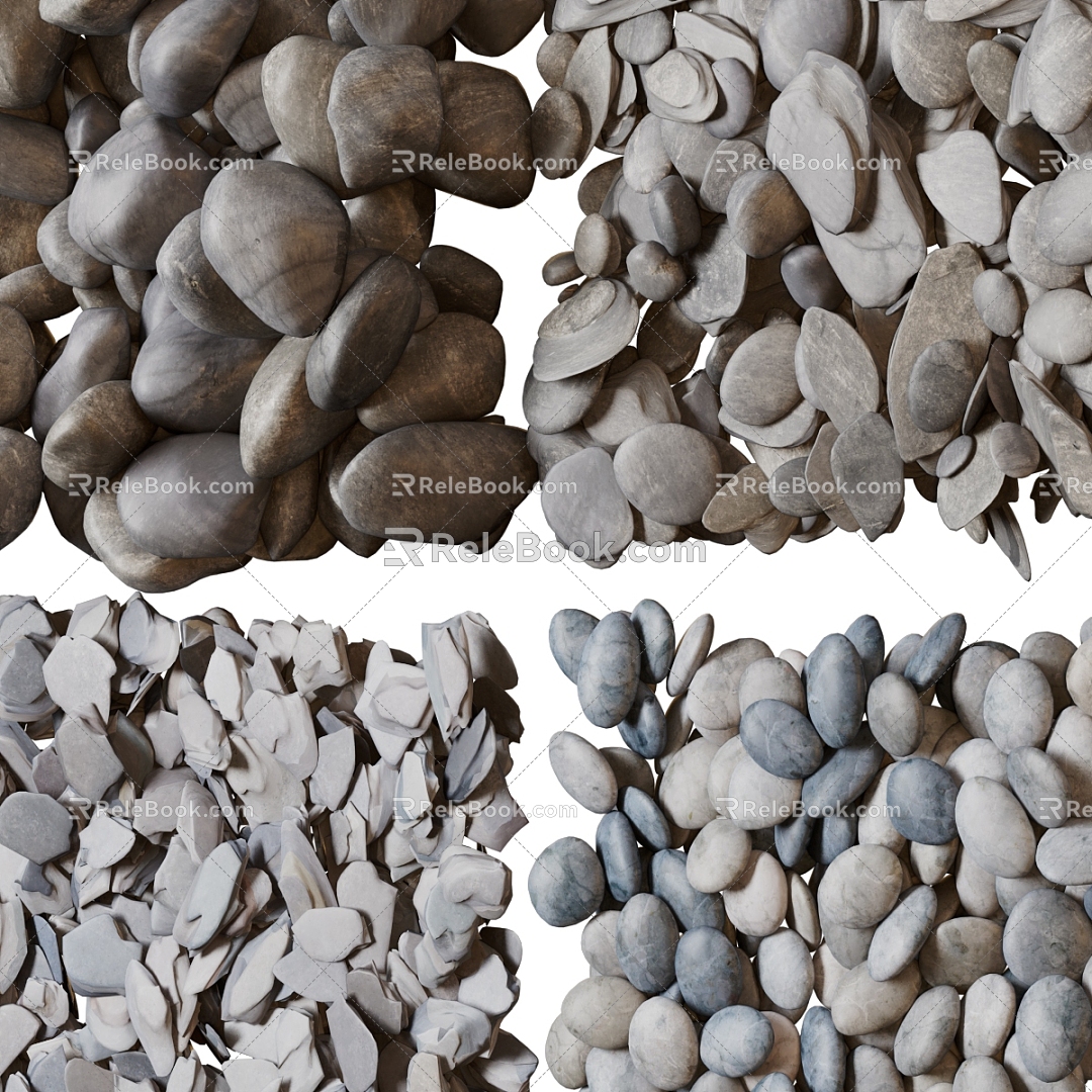 cobblestone gravel gravel small stone 3d model