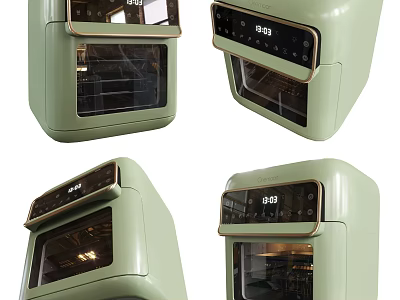 Green Modern Kitchen Appliance Multi Functional Oven With Digital Display And Glass Door 3d model