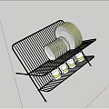 Sturdy Dishware Set With Metal Rack Stacked Plates And Cups