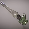 Two Green Candle Lamps With Glass Shades Green Bases And Handles On Dark Background