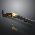 Black Rifle Featuring Gold Decorative Accents Brown Wooden Grip And Long Barrel