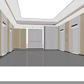 Elevator Hallway With Tree Decoration On Ceiling And Light Colored Walls 3d model