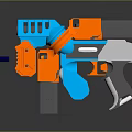 Colorful Sci-Fi Toy Weapon With Blue Orange And Gray Design Features 3d model