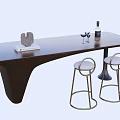 Nakajima counter bar counter operating table dining table and chairs 3d model