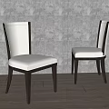 Modern Accent Chairs With Dark Wooden Frame And Light Fabric Seats On Wooden Floor
