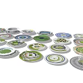 Circular Park Landscape Designs with Multiple Layouts Green Areas Pathways and Facilities 3d model