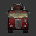 Vintage Fire Truck With Red And Gray Body Ladder On Top And Red Wheels