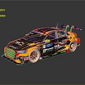 Audi Racing Car With Black Yellow Livery Sponsor Logos And Aerodynamic Wing