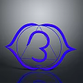 Modern 3 Piece Lighting Fixture Set With Blue Geometric Circular Triangular Design