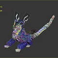 Blue Fantasy Dragon With White Horns Long Tail Energy Accents And Scaled