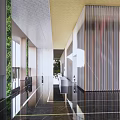 Elegant Modern Reception Desk In Spacious Lobby With Polished Floor And Ceiling Lighting
