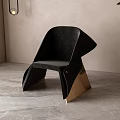 Black Velvet Leisure Chair With Modern Design Golden Metal Legs Gray Floor Beige Wall Potted Plant