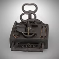 Antique Iron Door Handle With Intricate Traditional Lock Mechanism Design