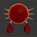 Cute Red Cartoon Aquatic Animal Crab With Big Eyes Red Claws And Light Colored Legs