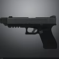 Tactical Modern Pistol With Ergonomic Black Grip And Silver Metal Body