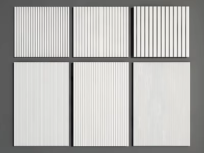 Stylish White Vertical Striped Wall Panels For Modern Home Interior Decor Design 3d model
