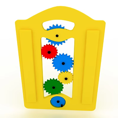 Yellow Building Blocks Toy With Colorful Gears In Frame For Kids Play 3d model
