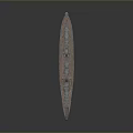 Vintage Battleship 3D Model With Turrets Masts And Crane On Water Surface