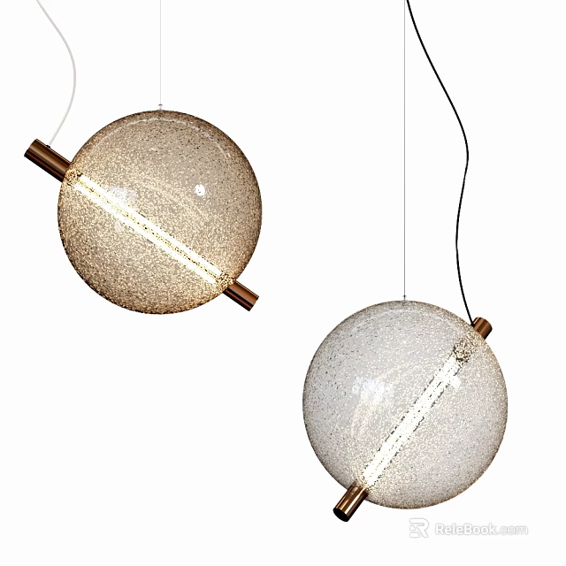 Modern Spherical Chandeliers With Metallic Rods And Glittering Glass Sphere Design 3d model 