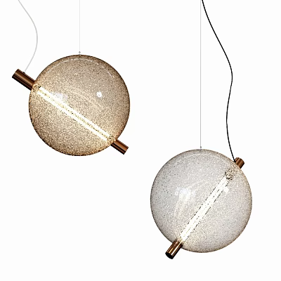 Modern Spherical Chandeliers With Metallic Rods And Glittering Glass Sphere Design 3d model