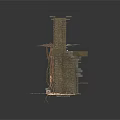 Modern Industrial Brick Construction With Overgrown Vines Weathered Frame And Scattered Debris
