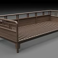 Traditional Wooden Sofa Bench With Armrests And Long Railing Design For Living Space