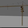Tall Yellow Tower Crane With Long Boom And Operating Cabin For Construction 3d model
