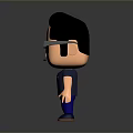 Animated Cartoon Character With Gray Glasses Printed T-shirt And Blue Pants
