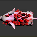 Fantasy Pink Deer With Red Antlers Red Wings And Red Spots Standing