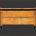 Orange Wooden Bench with Simple Backrest and Seat Design in Modern Indoor Furniture Style