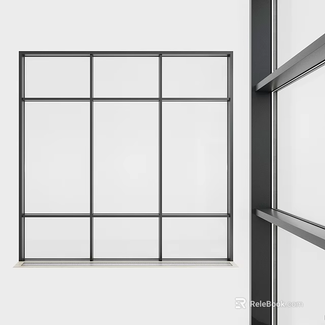 Modern Casement Window With Black Aluminum Frame Large Glass And Contemporary Design 3d model 