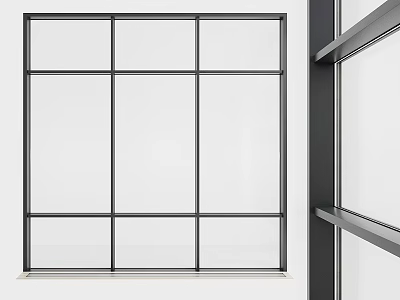 Modern Casement Window With Black Aluminum Frame Large Glass And Contemporary Design 3d model