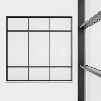 Modern Casement Window With Black Aluminum Frame Large Glass And Contemporary Design 3d model